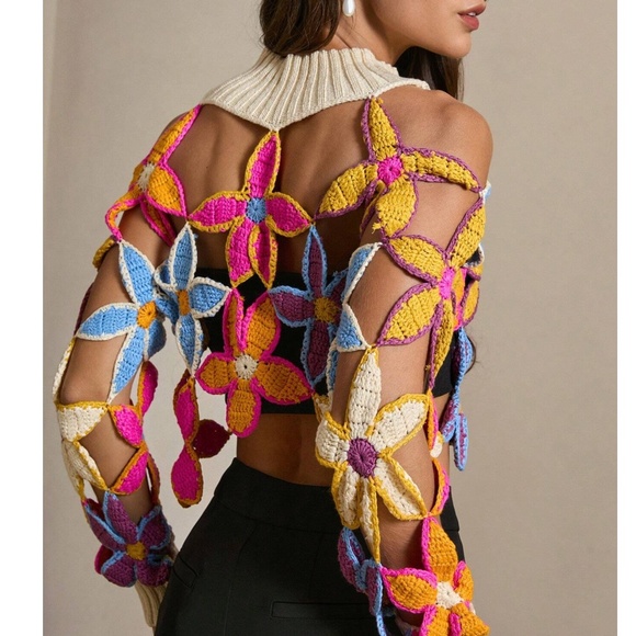 Luxe Floral Embroidered Loose Fit Long sleeve Top - Picture 7 of 8